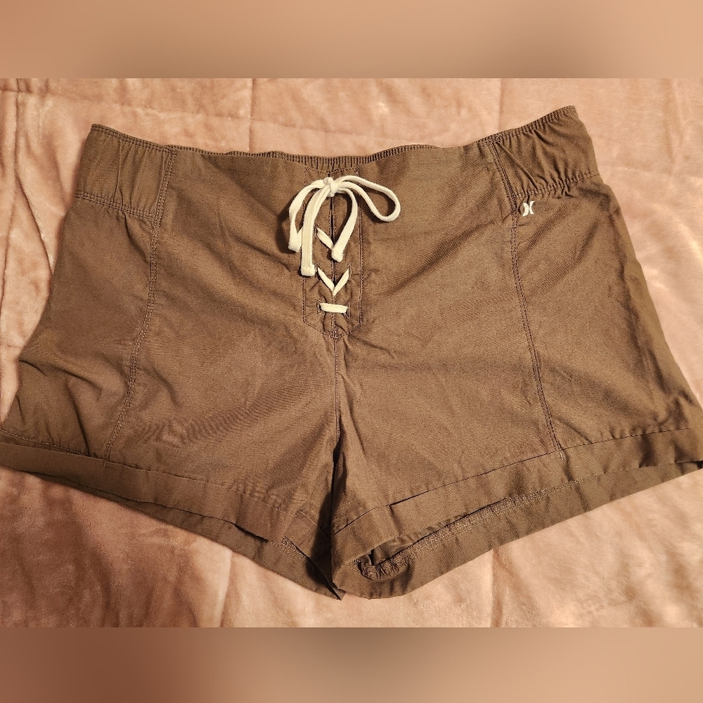 Hurley Brown Shorts With Elastic Wasit And Tie Size XL